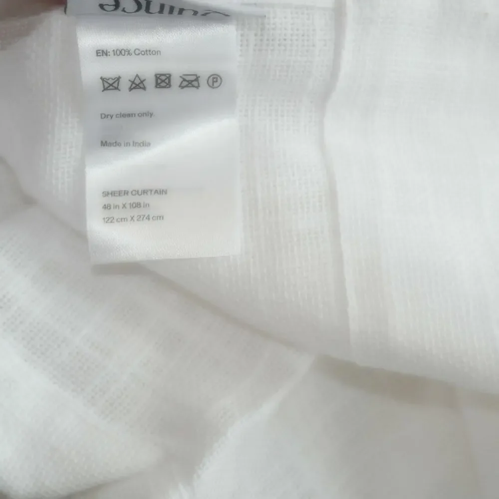 Quince WHITE Cotton Semi-Sheer 2 Panel Curtains Set 48